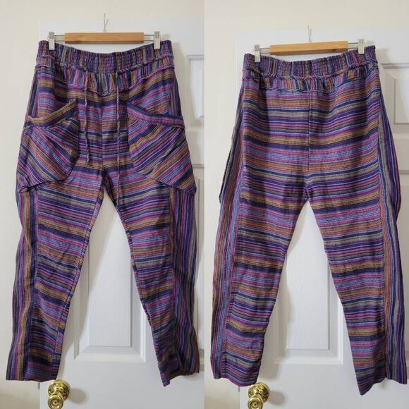 Free People Sweet Escape pants in purple blue combo stripe size S NWT - Picture 4 of 10